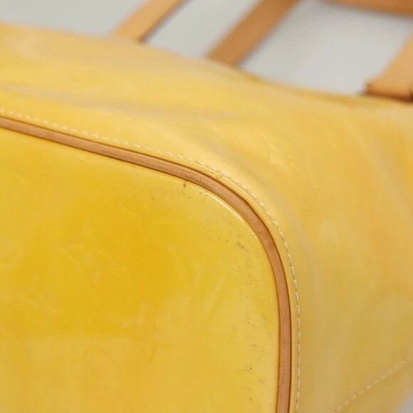 LOUIS VUITTON Monogram Vernis Houston Hand Bag Lime Yellow M91055 LV Auth - Picture 11 of 15